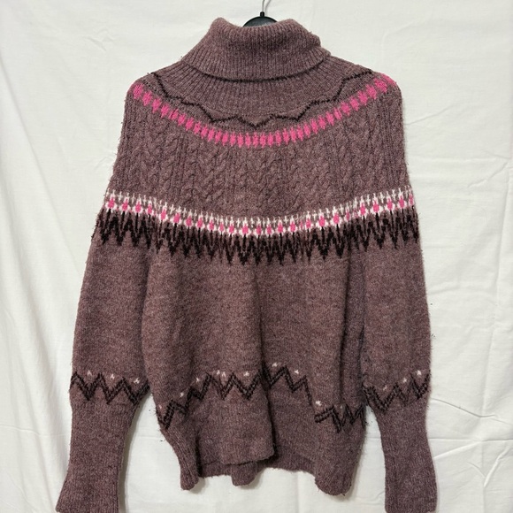 a new day Pink and Brown Patterned Turtleneck Sweater - Picture 2 of 7